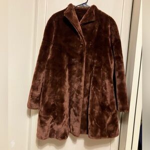 VINTAGE LILLI ANN FAUX FUR SWING COAT M